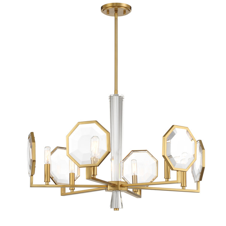 Leighton Warm Brass and Crystal 6-Light Chandelier