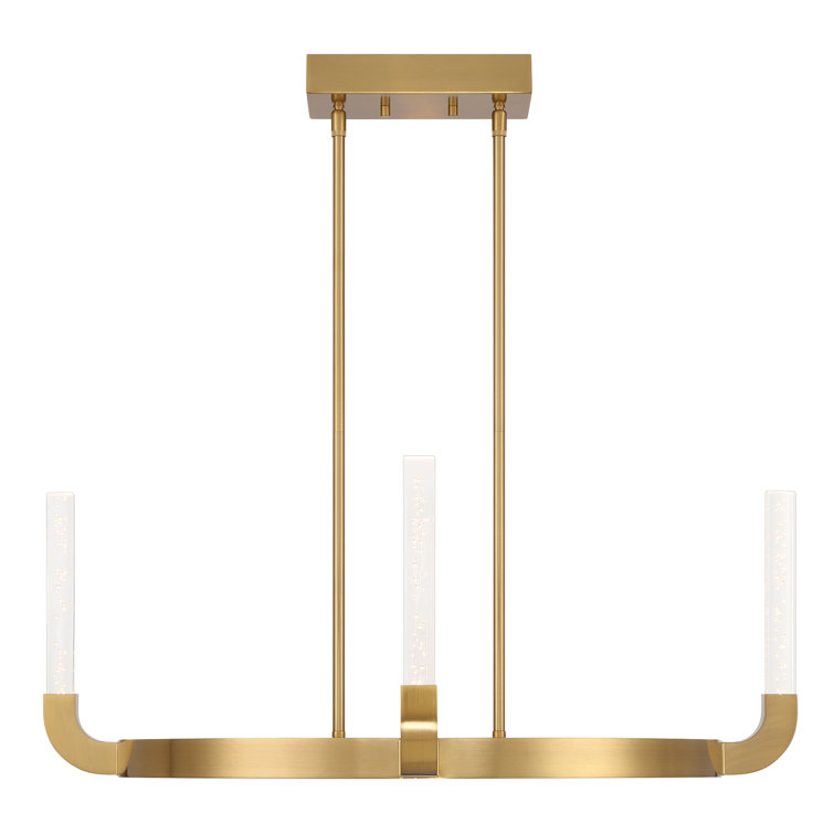 Warm Brass 4-Light LED Chandelier with Clear Seeded Acrylic Shades