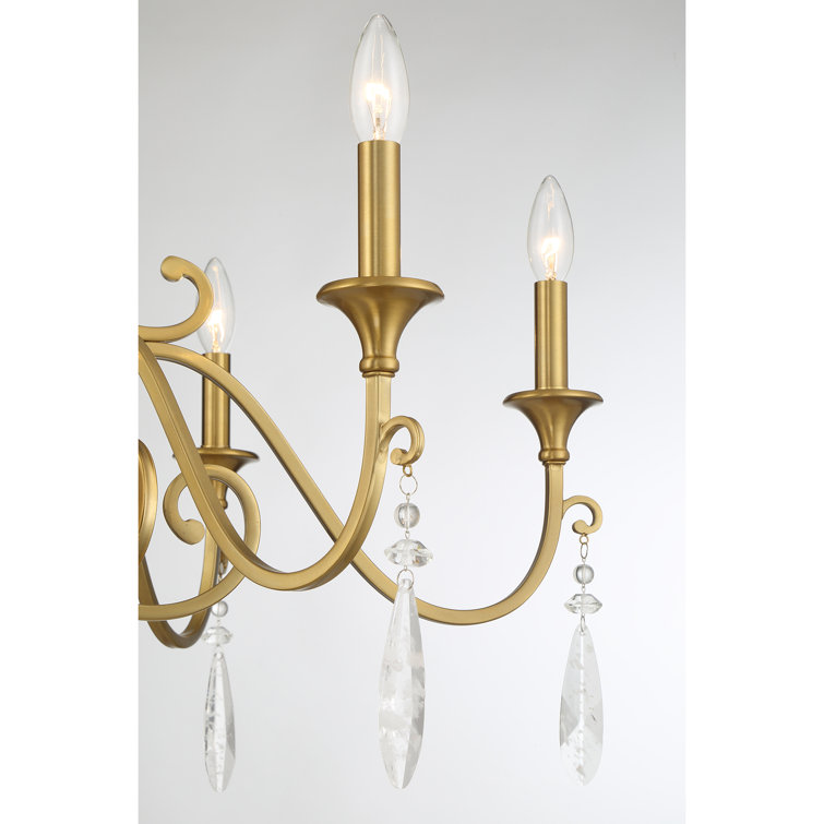 Fairchild Warm Brass 6-Light Chandelier with Crystal Drops