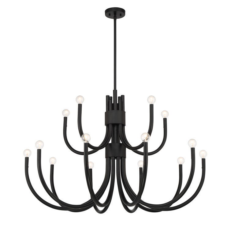Sorrento Matte Black 15-Light Metal Chandelier
