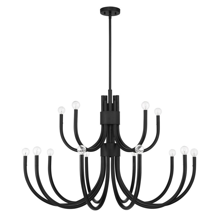 Sorrento Matte Black 15-Light Metal Chandelier