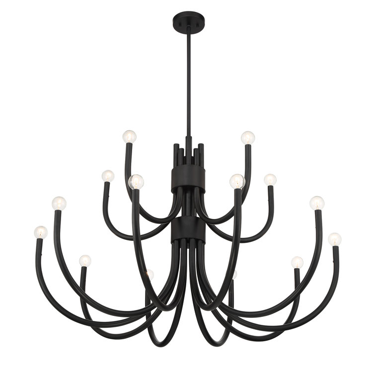 Sorrento Matte Black 15-Light Metal Chandelier