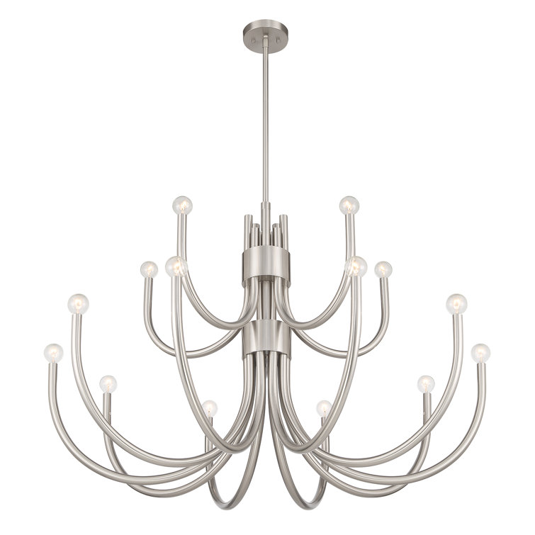 Sorrento 42" Satin Nickel 15-Light Metal Chandelier