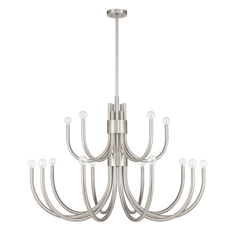 Sorrento 42" Satin Nickel 15-Light Metal Chandelier