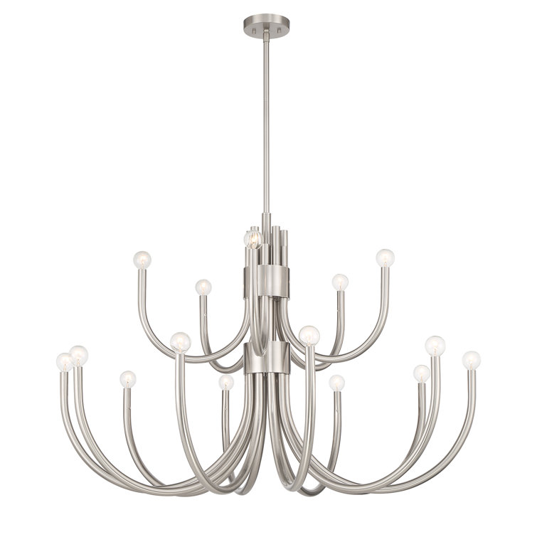 Sorrento 42" Satin Nickel 15-Light Metal Chandelier
