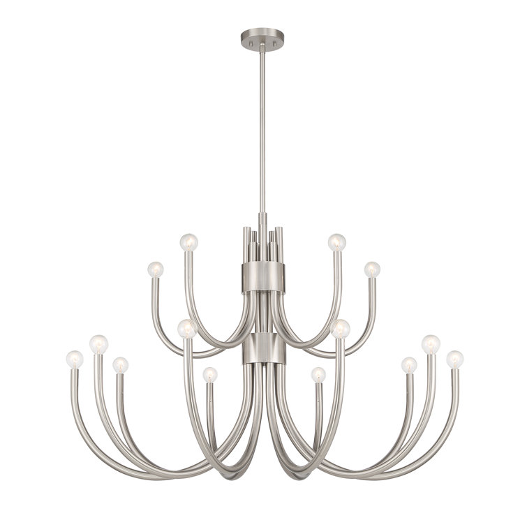 Sorrento 42" Satin Nickel 15-Light Metal Chandelier