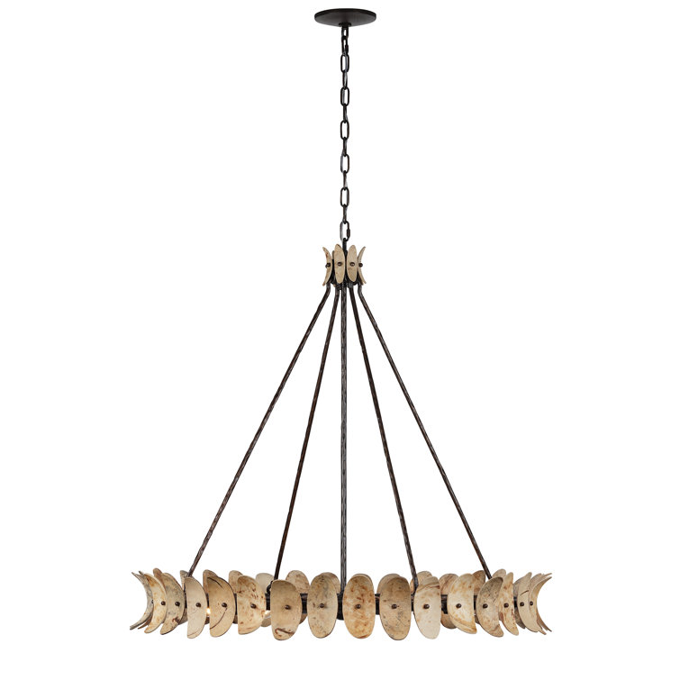Natural Champagne Mist 8-Light Coconut Shell Chandelier