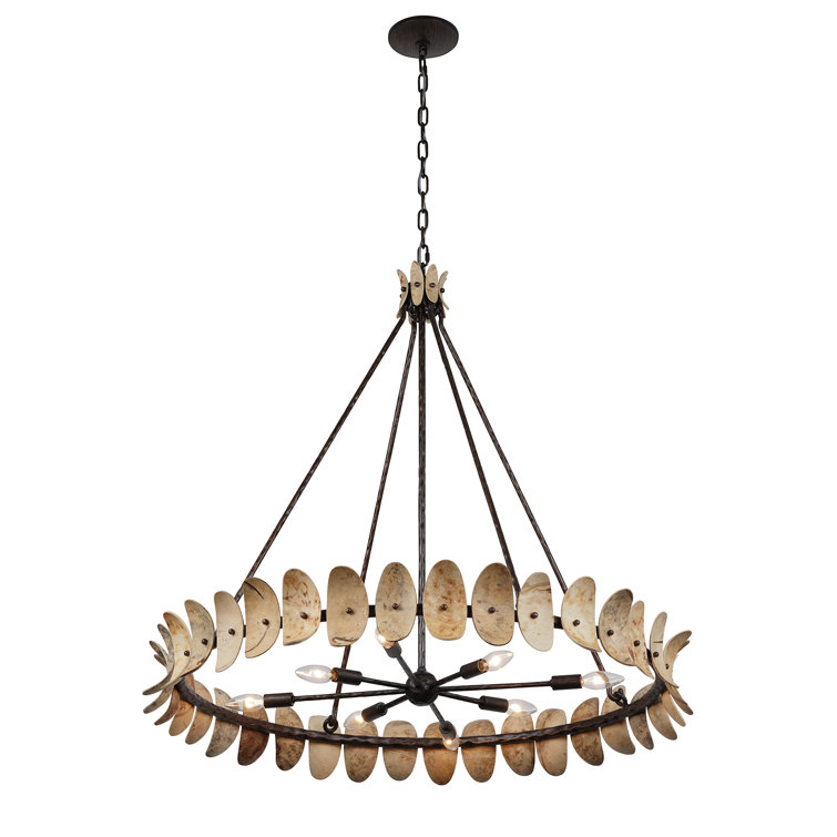 Natural Champagne Mist 8-Light Coconut Shell Chandelier