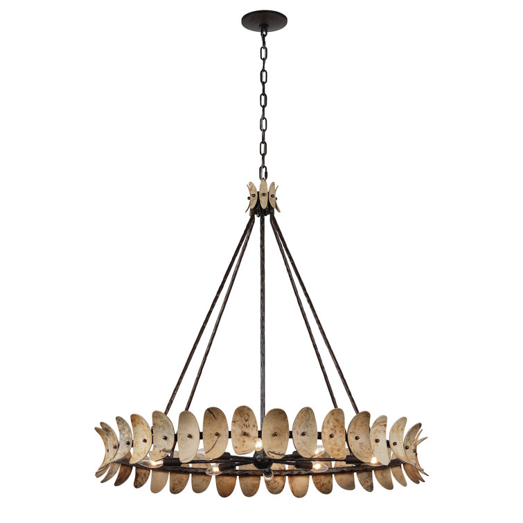Natural Champagne Mist 8-Light Coconut Shell Chandelier