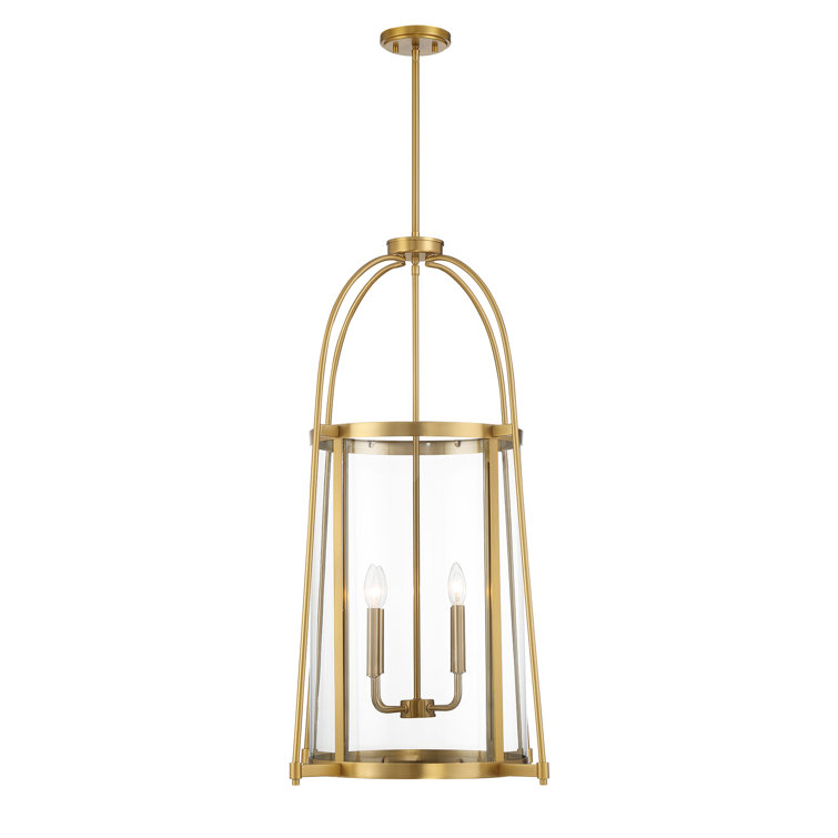 Rosedale Warm Brass 4-Light Pendant with Clear Glass Shade