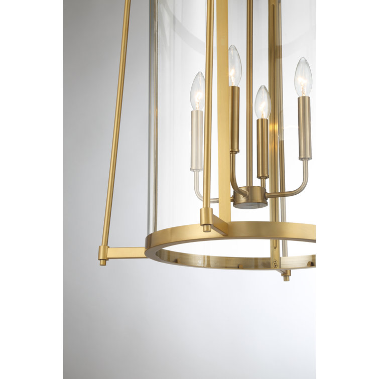 Rosedale Warm Brass 4-Light Pendant with Clear Glass Shade