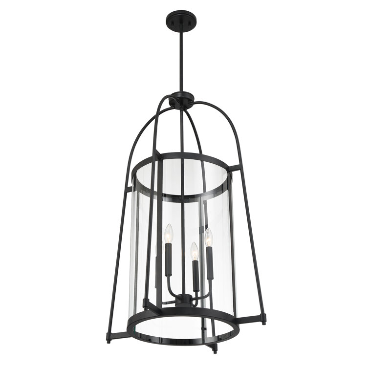 Rosedale Matte Black and Clear Glass 4-Light Pendant