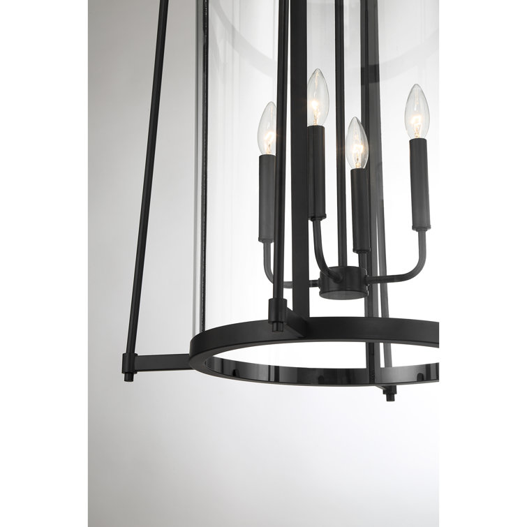 Rosedale Matte Black and Clear Glass 4-Light Pendant
