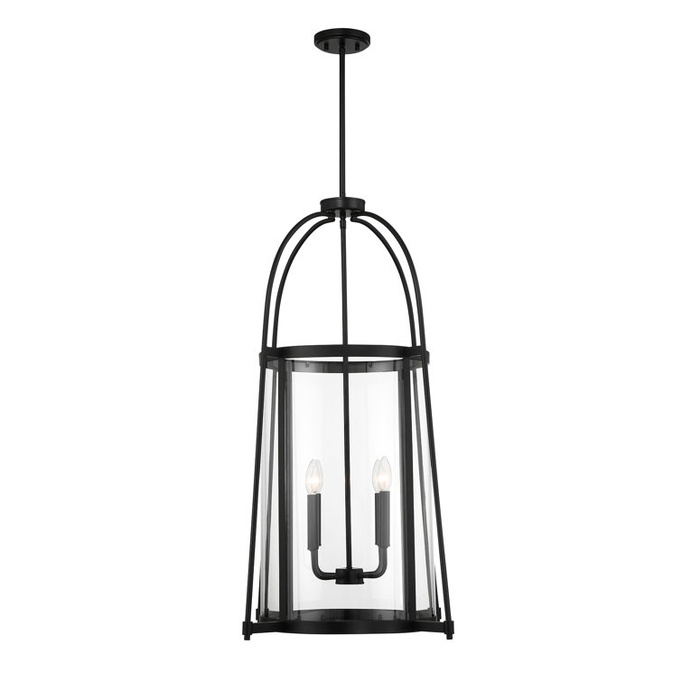 Rosedale Matte Black and Clear Glass 4-Light Pendant