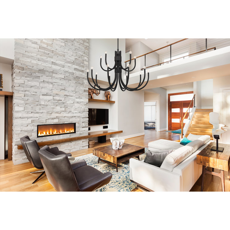 Sorrento Matte Black 15-Light Metal Chandelier