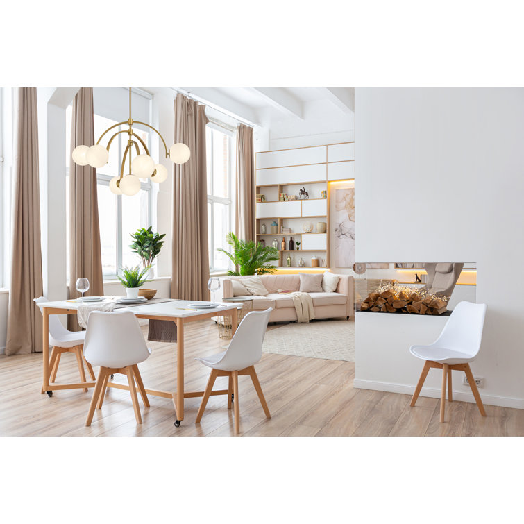 Marias 7-Light Warm Brass Globe Chandelier with Strie Glass