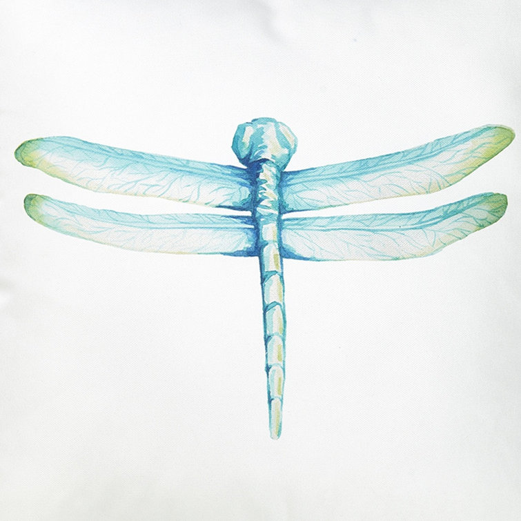 Aqua Blue Watercolor Dragonfly 18" Square Pillow Cover