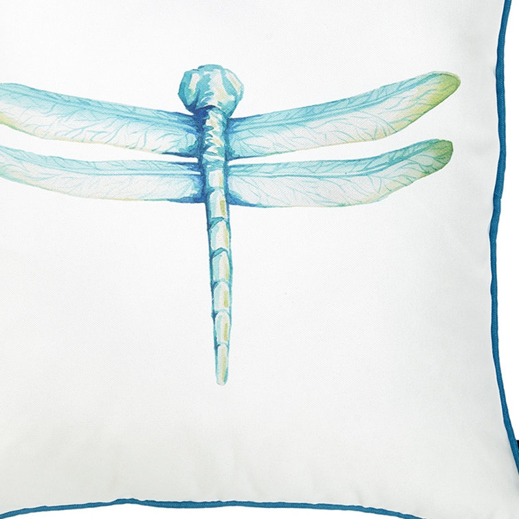 Aqua Blue Watercolor Dragonfly 18" Square Pillow Cover
