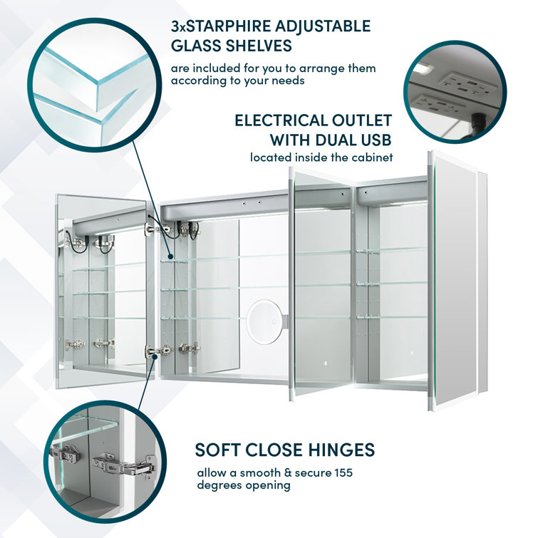 Signature Royale 36" x 60" Aluminum LED Medicine Cabinet with Defogger