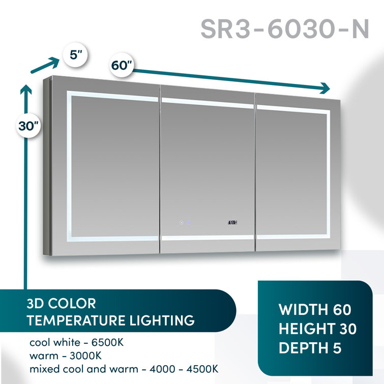 Signature Royale 36" x 60" Aluminum LED Medicine Cabinet with Defogger