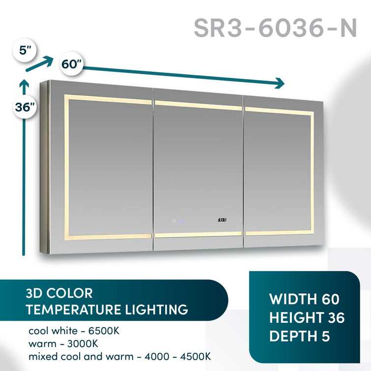 Signature Royale 36" x 60" Aluminum LED Medicine Cabinet with Defogger