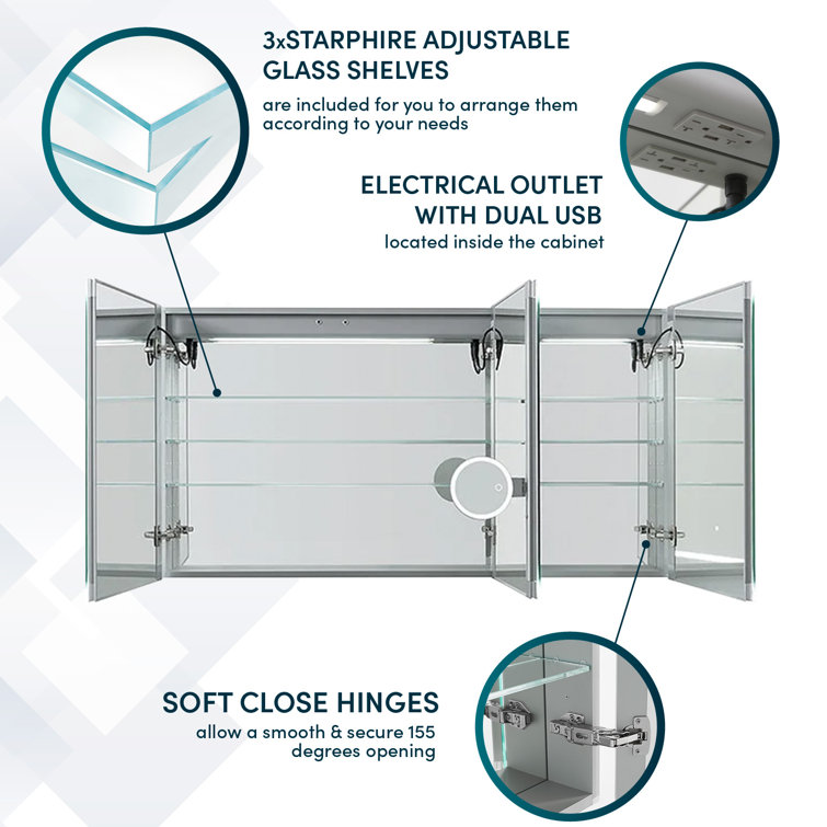 Signature Royale 36" x 60" Aluminum LED Medicine Cabinet with Defogger