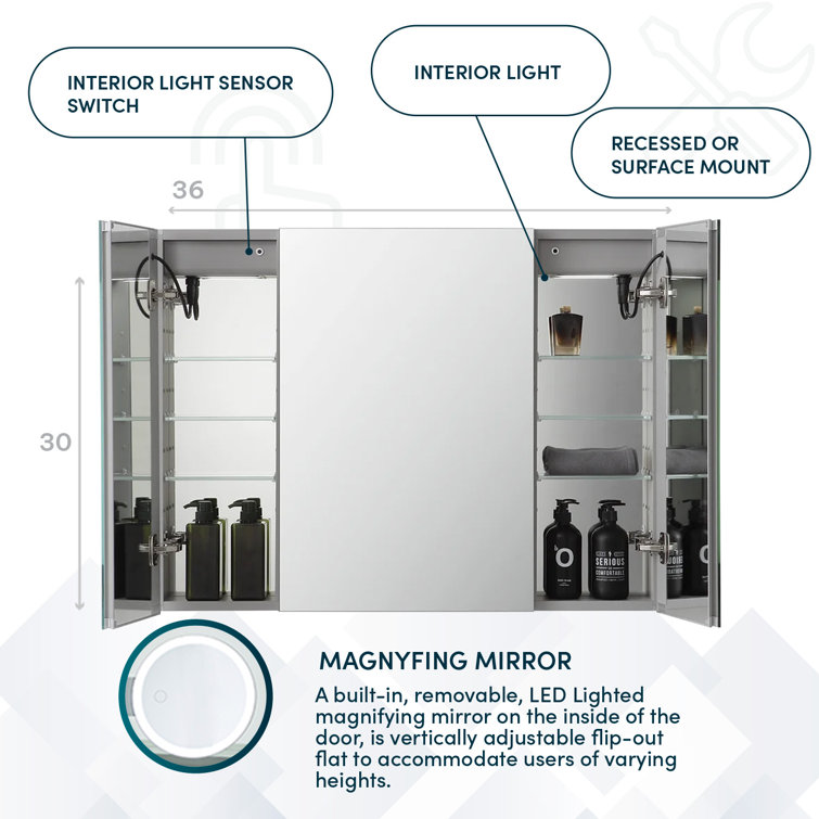 Signature Royale 36" x 30" Aluminum LED Medicine Cabinet