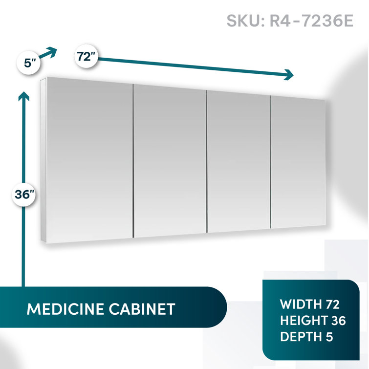 Royale 72-Inch Wide LED Medicine Cabinet with Mirrors