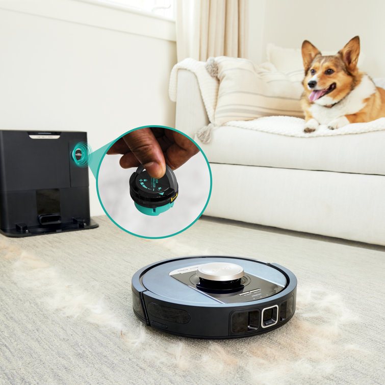Black Cordless Bagless Robot Vacuum with HEPA Filter for Pets
