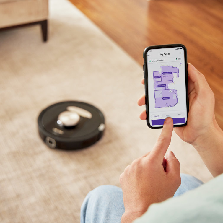 Black Cordless Bagless Robot Vacuum with HEPA Filter for Pets