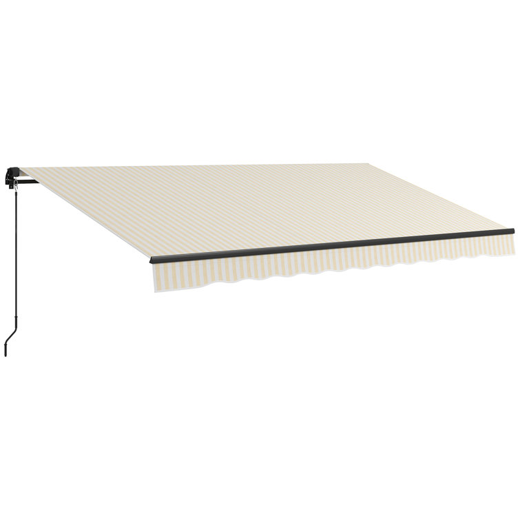Outsunny Beige 98.5'' Retractable Patio Awning with Manual Crank