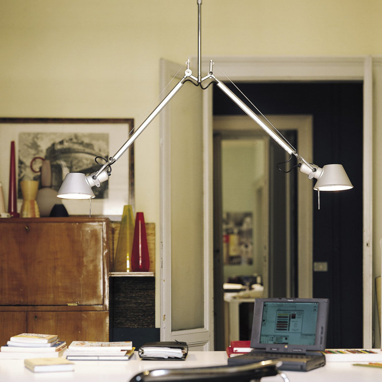 Adjustable Silver Aluminum Double Suspension Ceiling Light