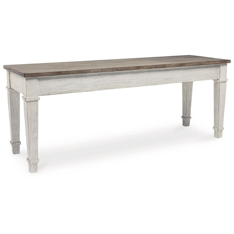 Skempton Two-Tone Transitional Storage Bench, 48" White & Light Brown