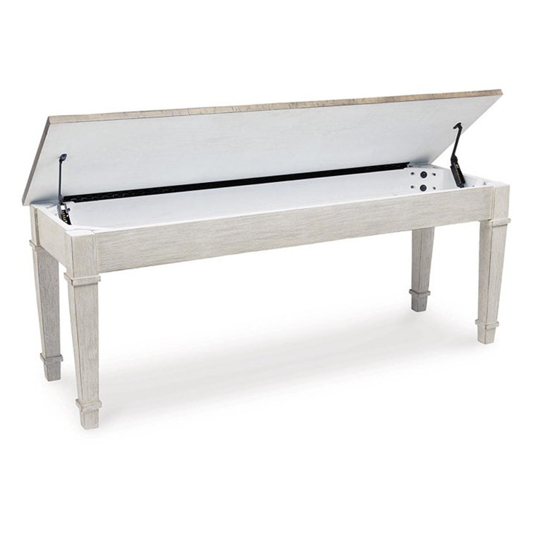 Skempton Two-Tone Transitional Storage Bench, 48" White & Light Brown