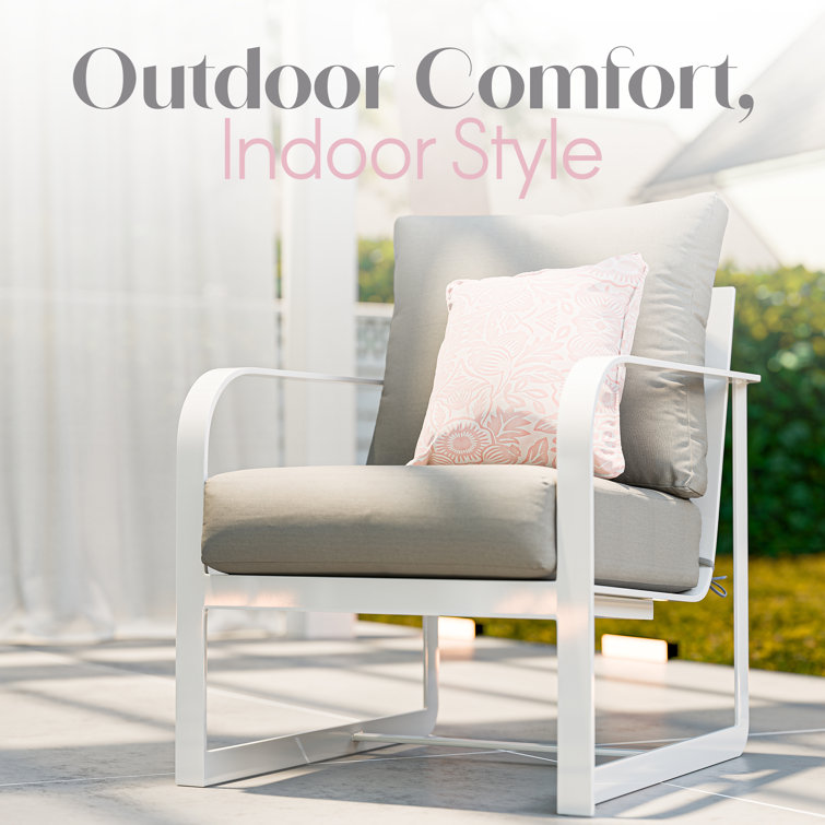 French White Metal Armchair with Cushions