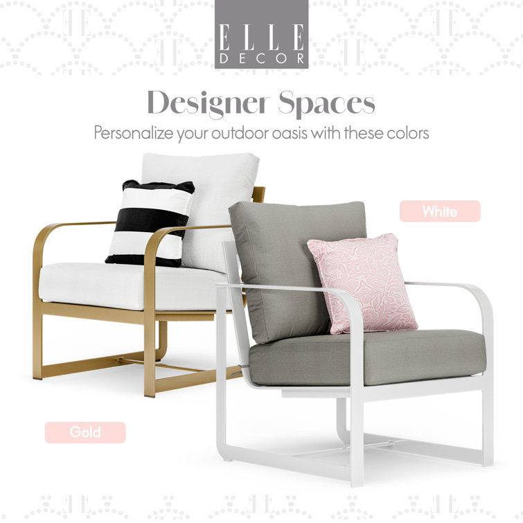 French White Metal Armchair with Cushions