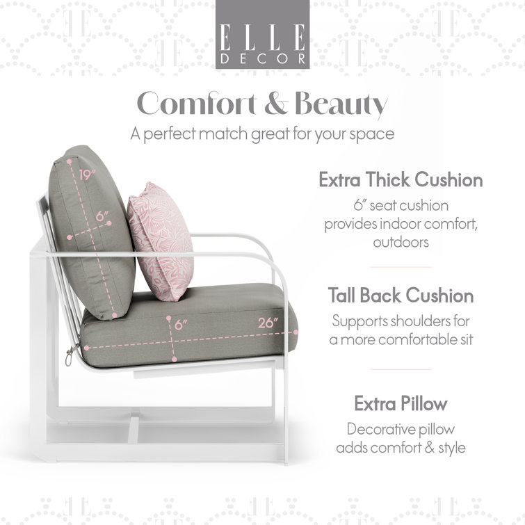 French White Metal Armchair with Cushions