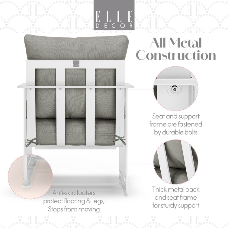 French White Metal Armchair with Cushions