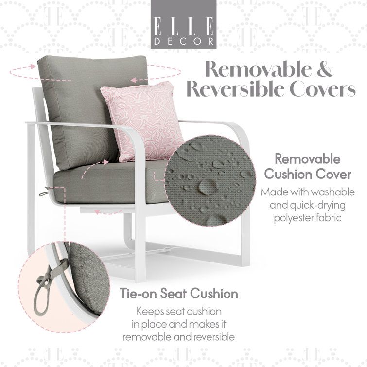 French White Metal Armchair with Cushions