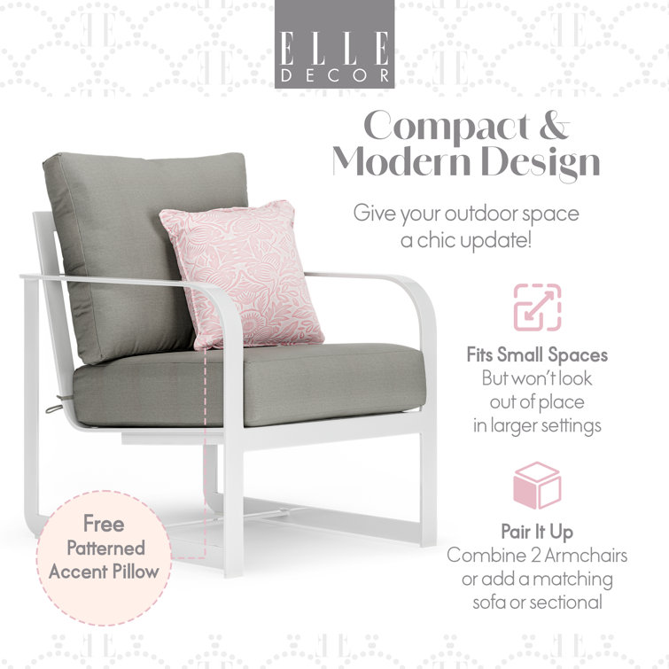 French White Metal Armchair with Cushions