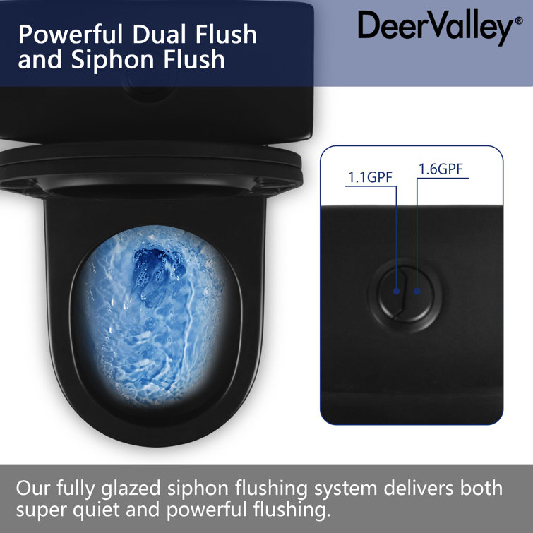 Compact Black Ceramic Dual Flush Round Toilet with Quiet-Close Seat