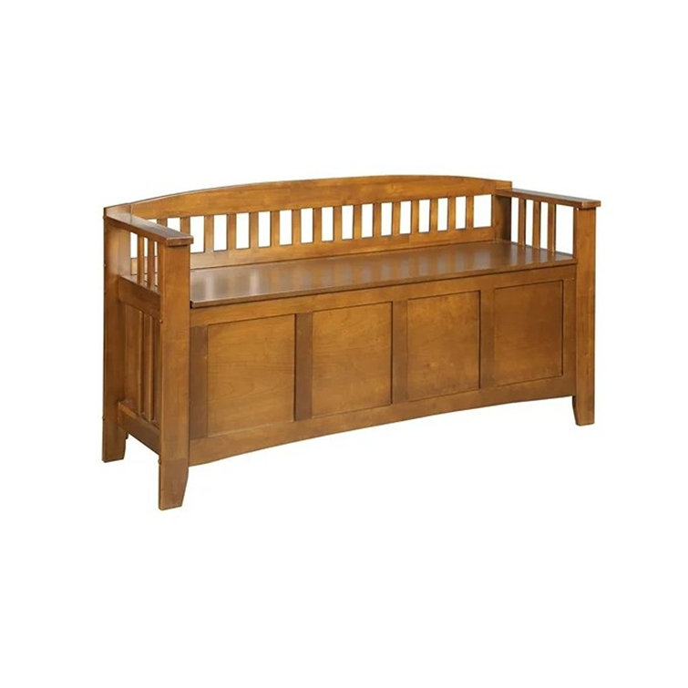 Transitional Medium Brown Wood Veneer Gun Concealment Bench with Storage