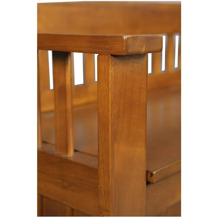 Transitional Medium Brown Wood Veneer Gun Concealment Bench with Storage