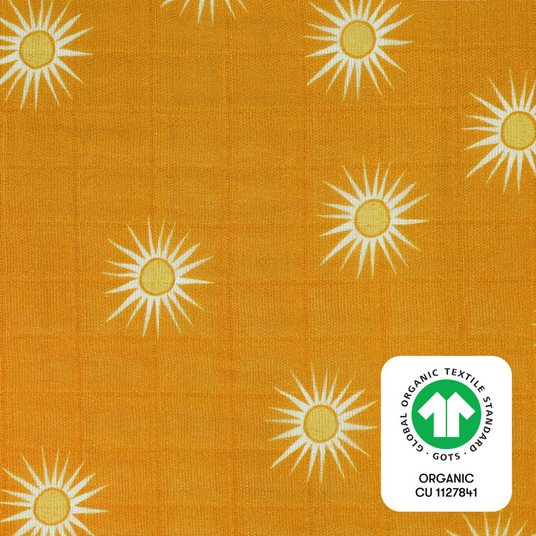 Golden Hour Organic Cotton Toddler Crib Sheet with Sunburst Pattern