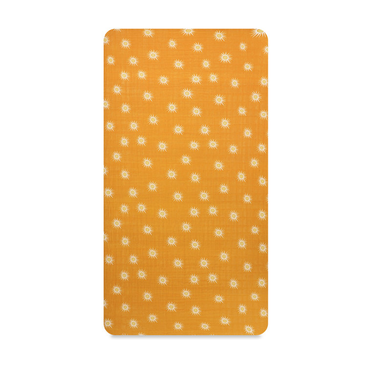 Golden Hour Organic Cotton Toddler Crib Sheet with Sunburst Pattern