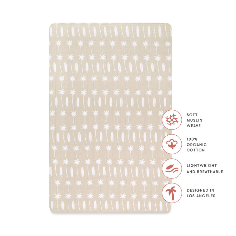 Organic Cotton Beige Beach Bum Mini Crib Sheet