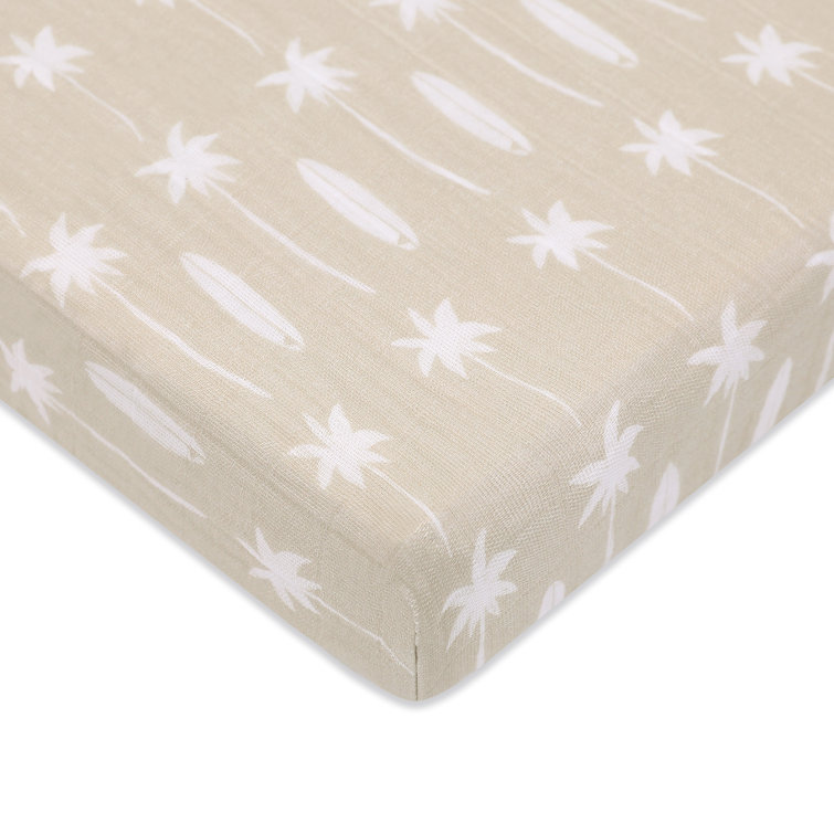 Organic Cotton Beige Beach Bum Mini Crib Sheet