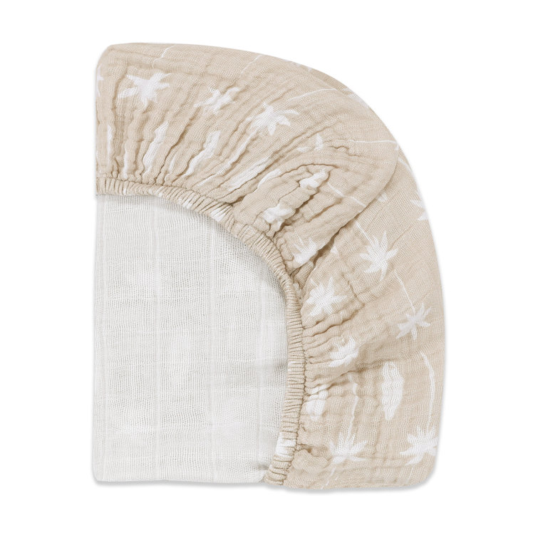 Organic Cotton Beige Beach Bum Mini Crib Sheet
