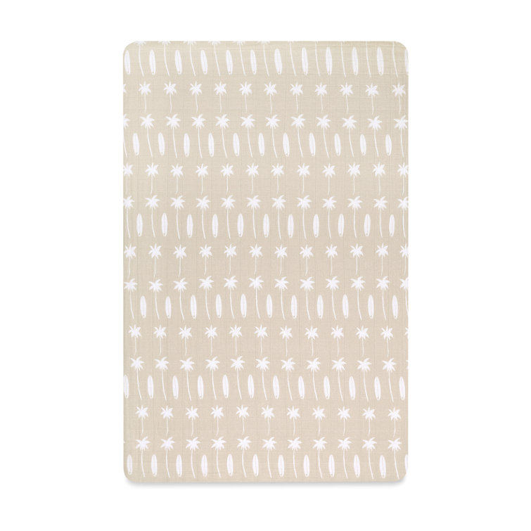 Organic Cotton Beige Beach Bum Mini Crib Sheet