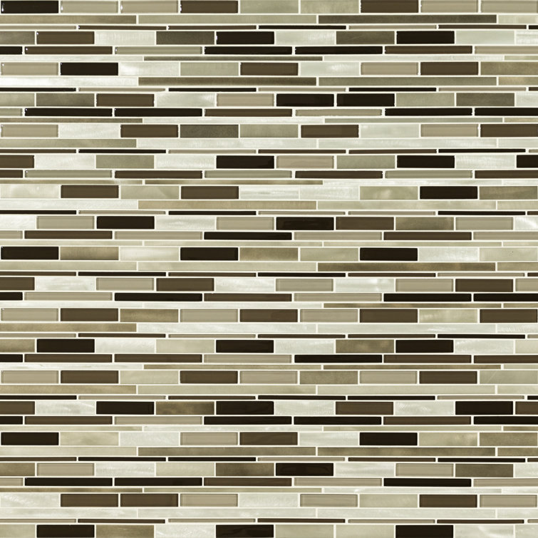 Beige and Brown Linear Mosaic Tile Sheet for Walls